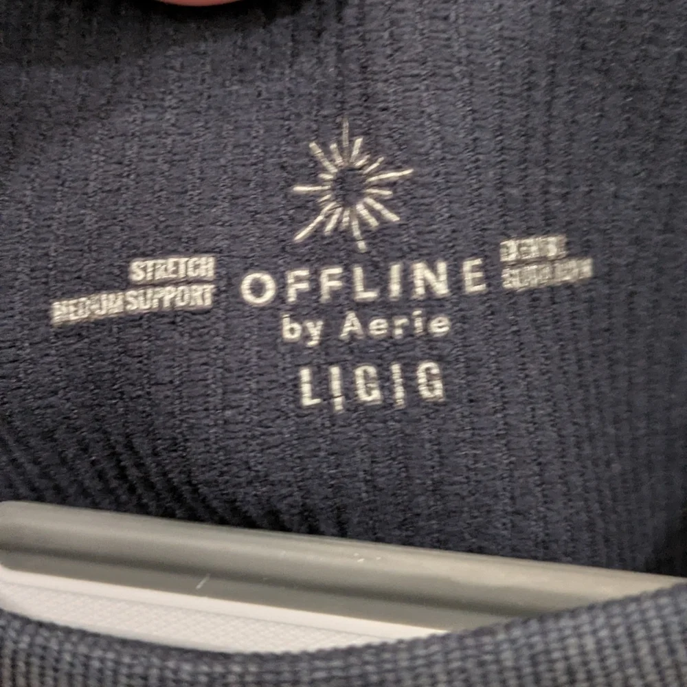 Aerie Charcoal Blue Ribbed Sports Bra - Picture 3 of 5